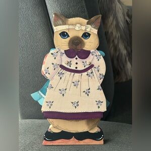 Handmade Wooden "Dress Up" Cat Figure